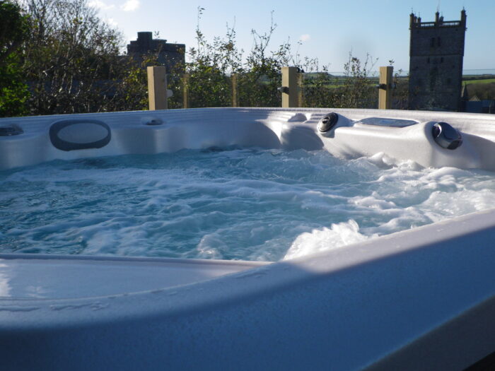 Marquis Spas Crown Resort Hot Tub close up with jets on