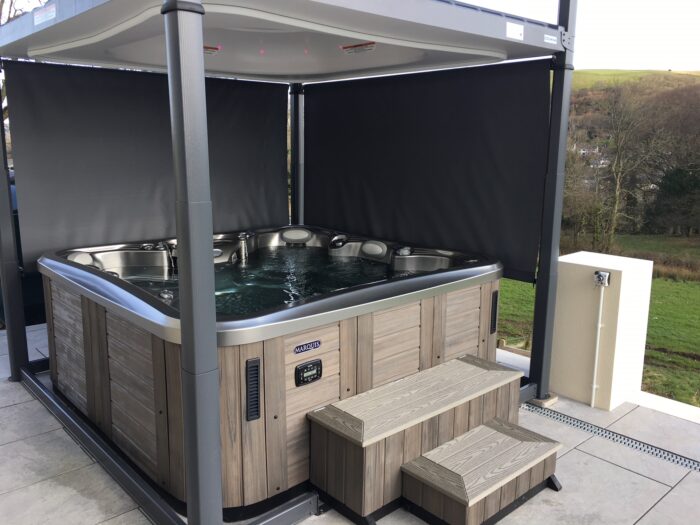 Marquis Spas Crown Euphoria Hot Tub with open Covana cover